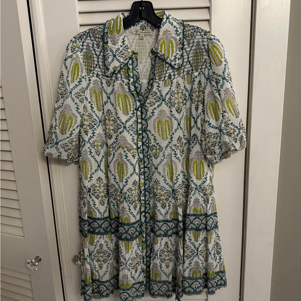 Ash & Eden Green Zinnia Swing Dress Medium